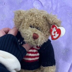 Ty Plush Bear with Striped Sweater